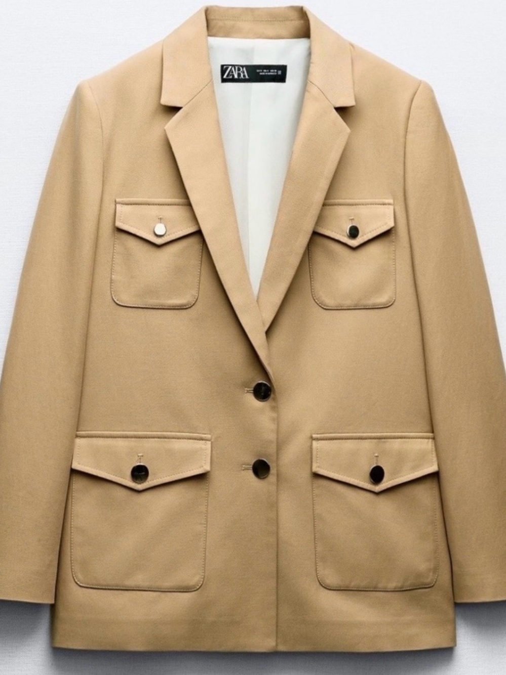 Zara Beige Utility Blazer Jacket